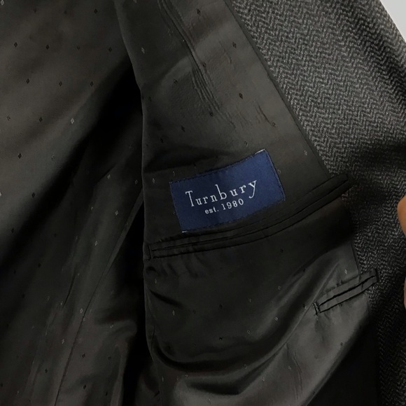 Turnbury Charcoal Gray Herringbone Classic Notch Lapel Sport Coat | 38R - Picture 9 of 14